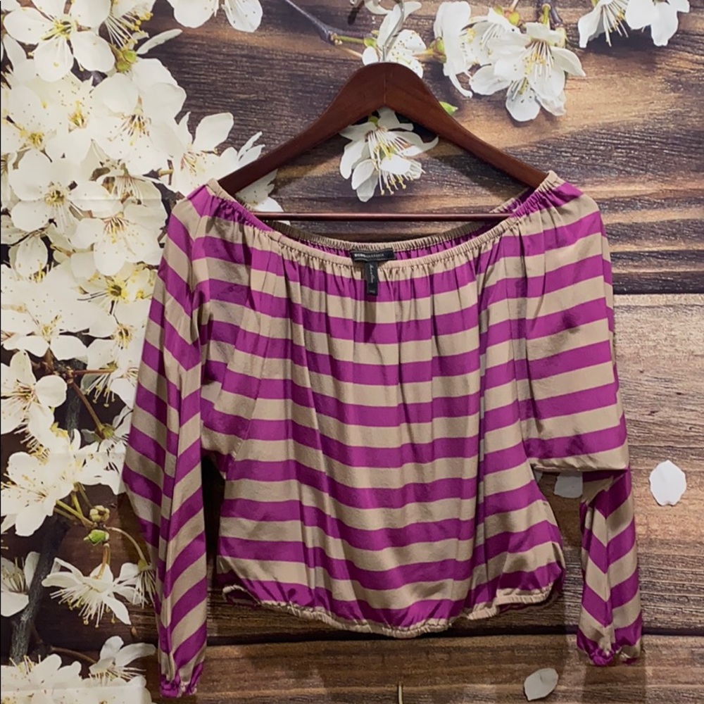 BCBGMAXAZRIA Estella Silk Off-Shoulder Blouse